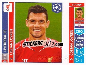 Sticker Dejan Lovren - UEFA Champions League 2014-2015 n. 148 - Panini