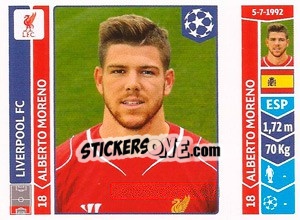Sticker Alberto Moreno - UEFA Champions League 2014-2015 n. 149 - Panini