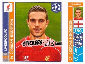 Sticker Jordan Henderson - UEFA Champions League 2014-2015 - Panini