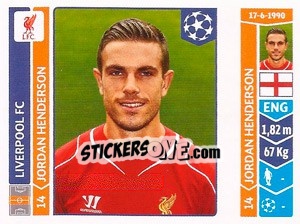 Sticker Jordan Henderson - UEFA Champions League 2014-2015 n. 151 - Panini