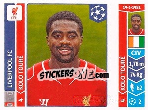 Sticker Kolo Touré - UEFA Champions League 2014-2015 n. 158 - Panini