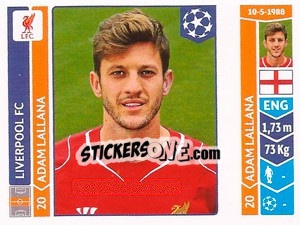 Sticker Adam Lallana - UEFA Champions League 2014-2015 - Panini