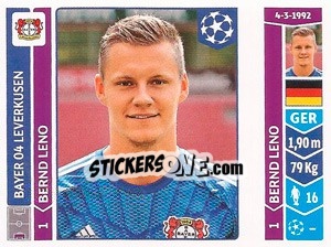 Sticker Bernd Leno - UEFA Champions League 2014-2015 n. 217 - Panini