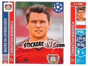 Sticker Sebastian Boenisch - UEFA Champions League 2014-2015 n. 221 - Panini