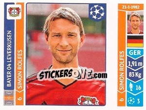 Sticker Simon Rolfes - UEFA Champions League 2014-2015 n. 223 - Panini
