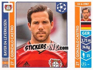 Sticker Gonzalo Castro - UEFA Champions League 2014-2015 n. 224 - Panini