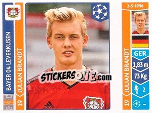 Sticker Julian Brandt - UEFA Champions League 2014-2015 n. 233 - Panini