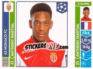 Sticker Anthony Martial - UEFA Champions League 2014-2015 n. 252 - Panini