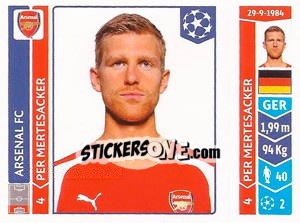 Sticker Per Mertesacker - UEFA Champions League 2014-2015 n. 255 - Panini