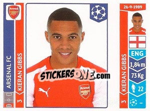 Sticker Kieran Gibbs - UEFA Champions League 2014-2015 - Panini