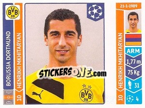 Sticker Henrikh Mkhitaryan - UEFA Champions League 2014-2015 n. 279 - Panini