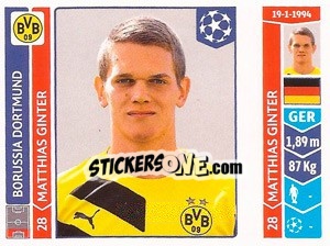 Sticker Matthias Ginter - UEFA Champions League 2014-2015 n. 283 - Panini