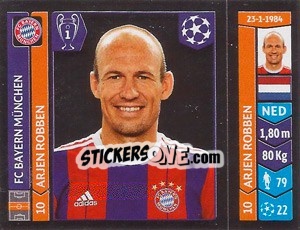 Sticker Arjen Robben - UEFA Champions League 2014-2015 n. 352 - Panini