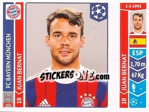 Sticker Juan Bernat - UEFA Champions League 2014-2015 n. 357 - Panini