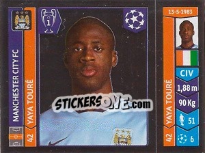 Sticker Yaya Touré - UEFA Champions League 2014-2015 n. 369 - Panini