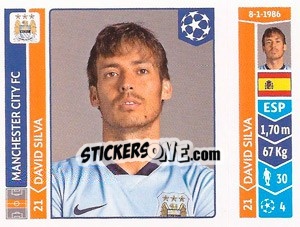 Sticker David Silva - UEFA Champions League 2014-2015 n. 372 - Panini