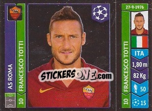 Sticker Francesco Totti - UEFA Champions League 2014-2015 n. 408 - Panini