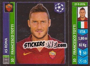 Cromo Francesco Totti - UEFA Champions League 2014-2015 - Panini