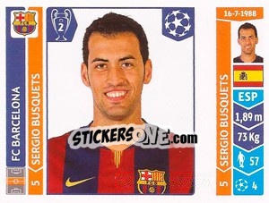 Sticker Sergio Busquets - UEFA Champions League 2014-2015 n. 423 - Panini