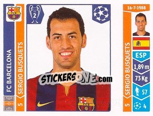 Cromo Sergio Busquets - UEFA Champions League 2014-2015 - Panini