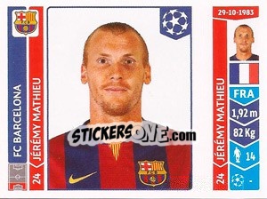 Figurina Jérémy Mathieu - UEFA Champions League 2014-2015 - Panini