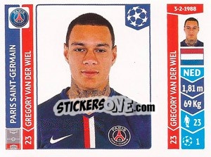 Sticker Gregory van der Wiel - UEFA Champions League 2014-2015 n. 436 - Panini