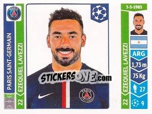 Sticker Ezequiel Lavezzi - UEFA Champions League 2014-2015 n. 445 - Panini