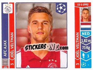 Sticker Joël Veltman - UEFA Champions League 2014-2015 n. 455 - Panini