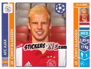 Sticker Davy Klaassen - UEFA Champions League 2014-2015 n. 458 - Panini