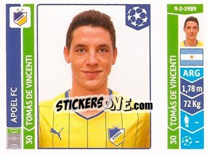 Sticker Tomás De Vincenti - UEFA Champions League 2014-2015 - Panini