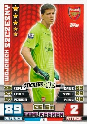 Sticker Wojciech Szczęsny - English Premier League 2014-2015. Match Attax n. 2 - Topps