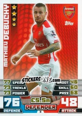 Sticker Mathieu Debuchy - English Premier League 2014-2015. Match Attax n. 3 - Topps