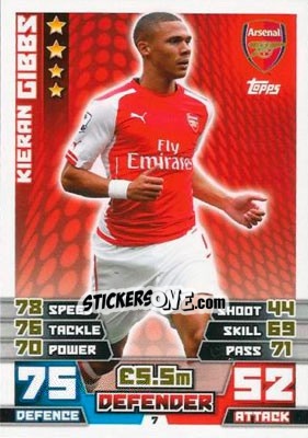 Sticker Kieran Gibbs - English Premier League 2014-2015. Match Attax - Topps