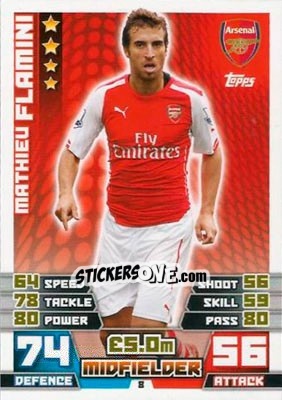 Sticker Mathieu Flamini - English Premier League 2014-2015. Match Attax n. 8 - Topps