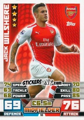 Sticker Jack Wilshere - English Premier League 2014-2015. Match Attax n. 10 - Topps