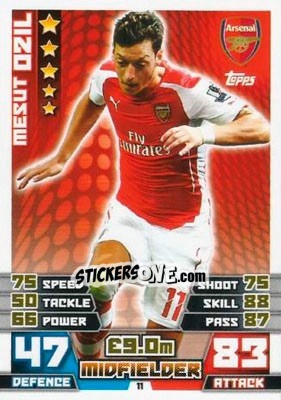 Sticker Mesut Özil - English Premier League 2014-2015. Match Attax n. 11 - Topps