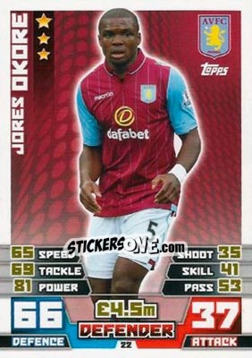 Sticker Jores Okore - English Premier League 2014-2015. Match Attax - Topps