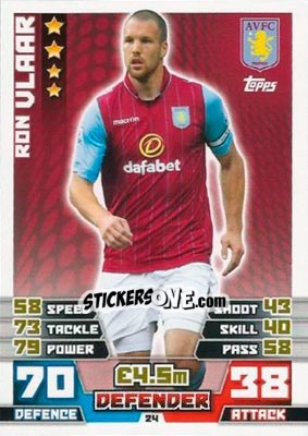 Sticker Ron Vlaar - English Premier League 2014-2015. Match Attax n. 24 - Topps