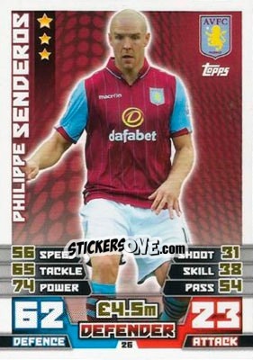 Sticker Philippe Senderos - English Premier League 2014-2015. Match Attax n. 26 - Topps