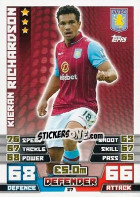 Sticker Kieran Richardson - English Premier League 2014-2015. Match Attax n. 27 - Topps