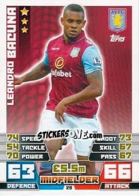 Sticker Leandro Bacuna - English Premier League 2014-2015. Match Attax n. 29 - Topps