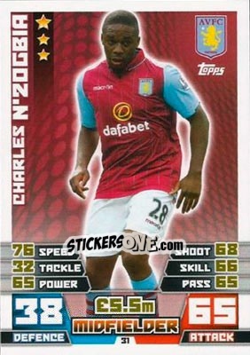 Sticker Charles N'Zogbia - English Premier League 2014-2015. Match Attax - Topps