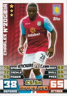 Figurina Charles N'Zogbia - English Premier League 2014-2015. Match Attax - Topps