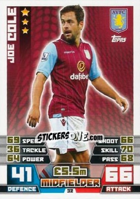 Sticker Joe Cole - English Premier League 2014-2015. Match Attax n. 32 - Topps