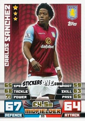 Sticker Carlos Sanchez - English Premier League 2014-2015. Match Attax n. 33 - Topps