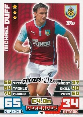 Sticker Michael Duff - English Premier League 2014-2015. Match Attax n. 41 - Topps