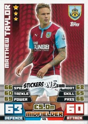 Sticker Matthew Taylor - English Premier League 2014-2015. Match Attax n. 45 - Topps