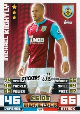 Sticker Michael Kightly - English Premier League 2014-2015. Match Attax n. 47 - Topps