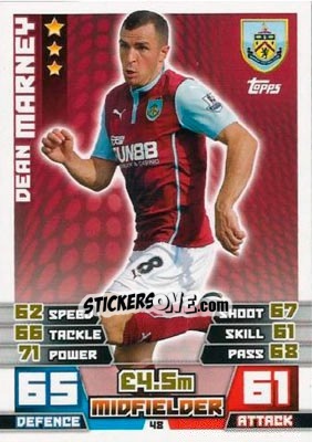 Sticker Dean Marney - English Premier League 2014-2015. Match Attax n. 48 - Topps