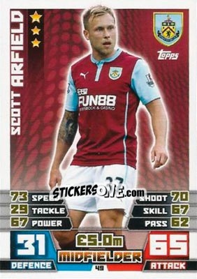 Sticker Scott Arfield - English Premier League 2014-2015. Match Attax - Topps